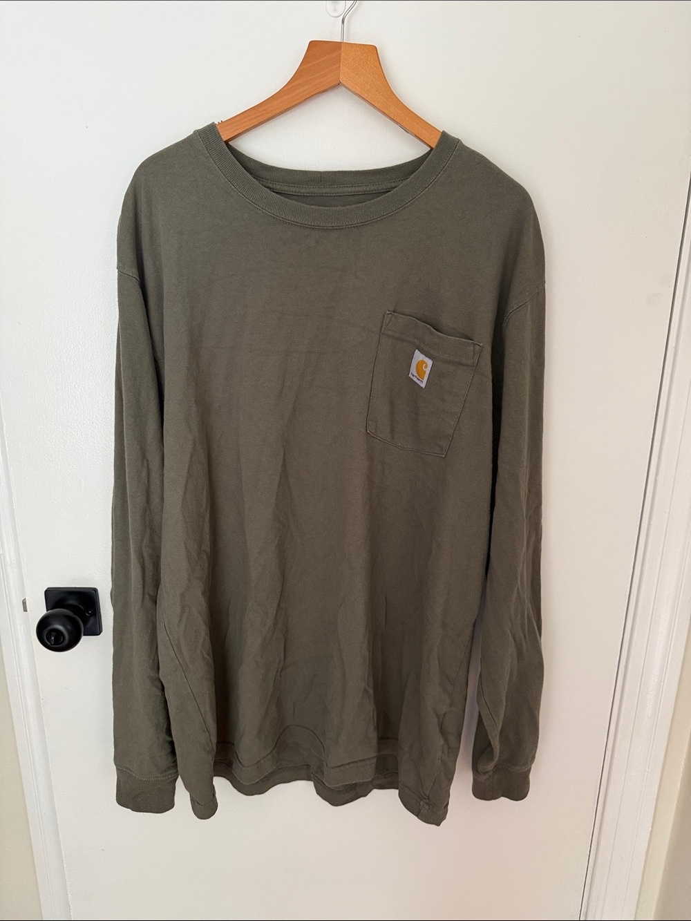 Carhartt Army Green Long-Sleeve Pocket Tee - Size Large